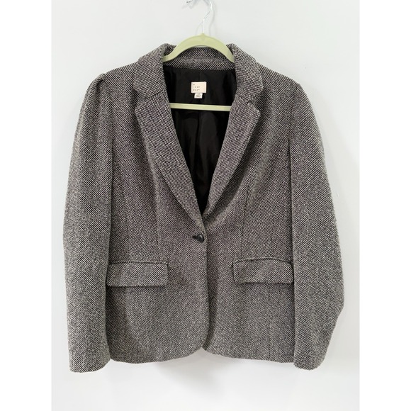 a new day Jackets & Blazers - A New Day Women's Medium Tweed Blazer Brown Gray Wool Blend Front Pockets Jacket